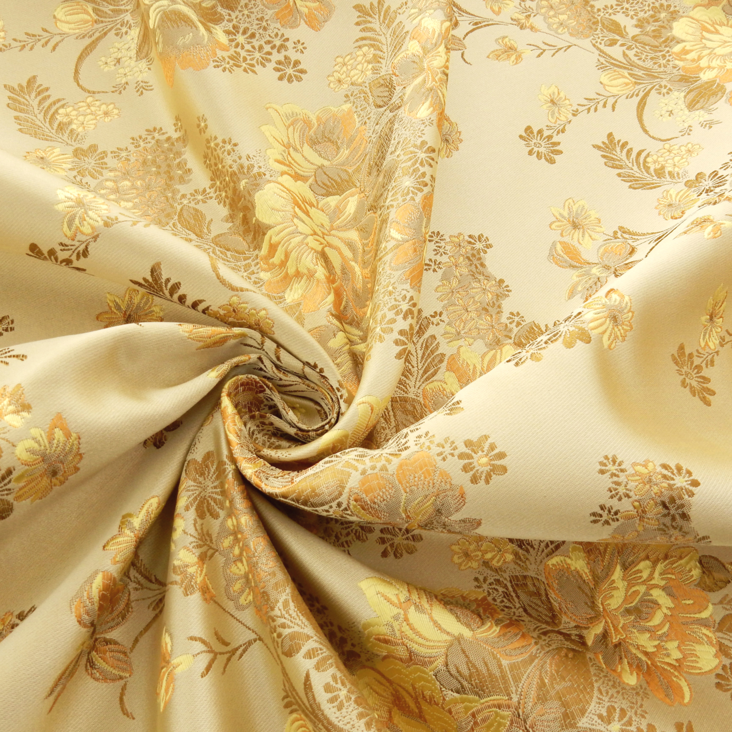 60" Chinese Brocade Fabric Vintage Floral Gold 35 yard bolt - Image 3