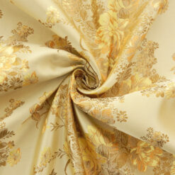 60" Chinese Brocade Fabric Vintage Floral Gold 35 yard bolt