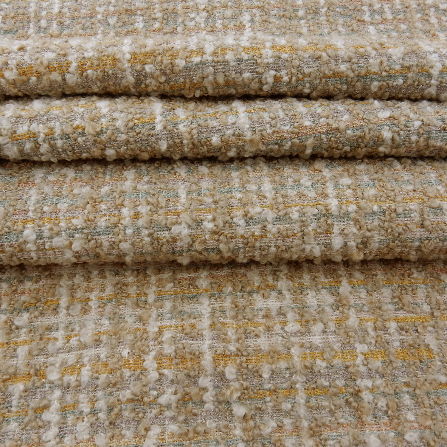 Belluno Boucle Upholstery Fabric Beige, by the yard - Image 4