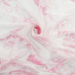 SALE Floral Printed Stretch Crinkle Mesh Fabric 6605 Azalea, by the yard