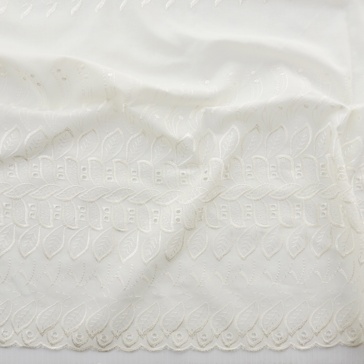 SALE Border Cotton Eyelet Fabric 6754 Ivory by the yard - Image 4