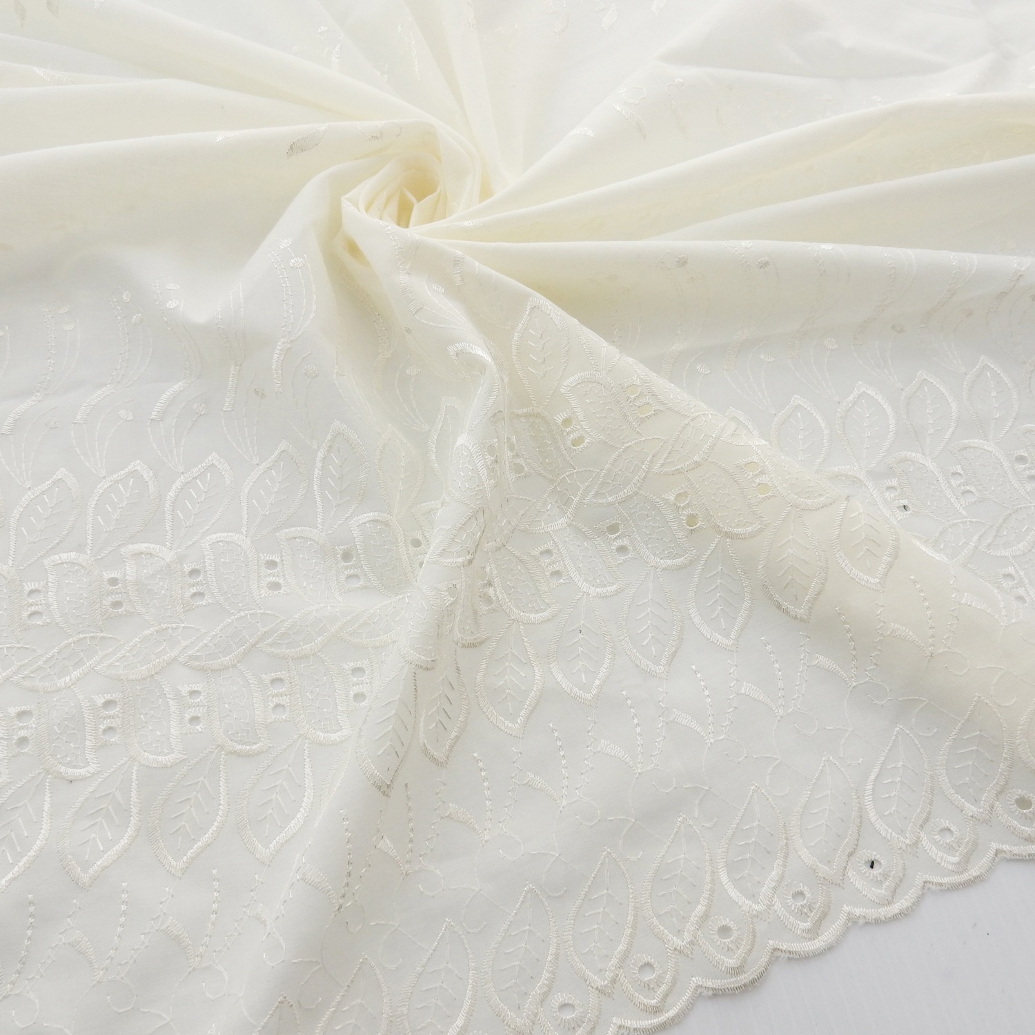 SALE Border Cotton Eyelet Fabric 6754 Ivory by the yard - Image 2