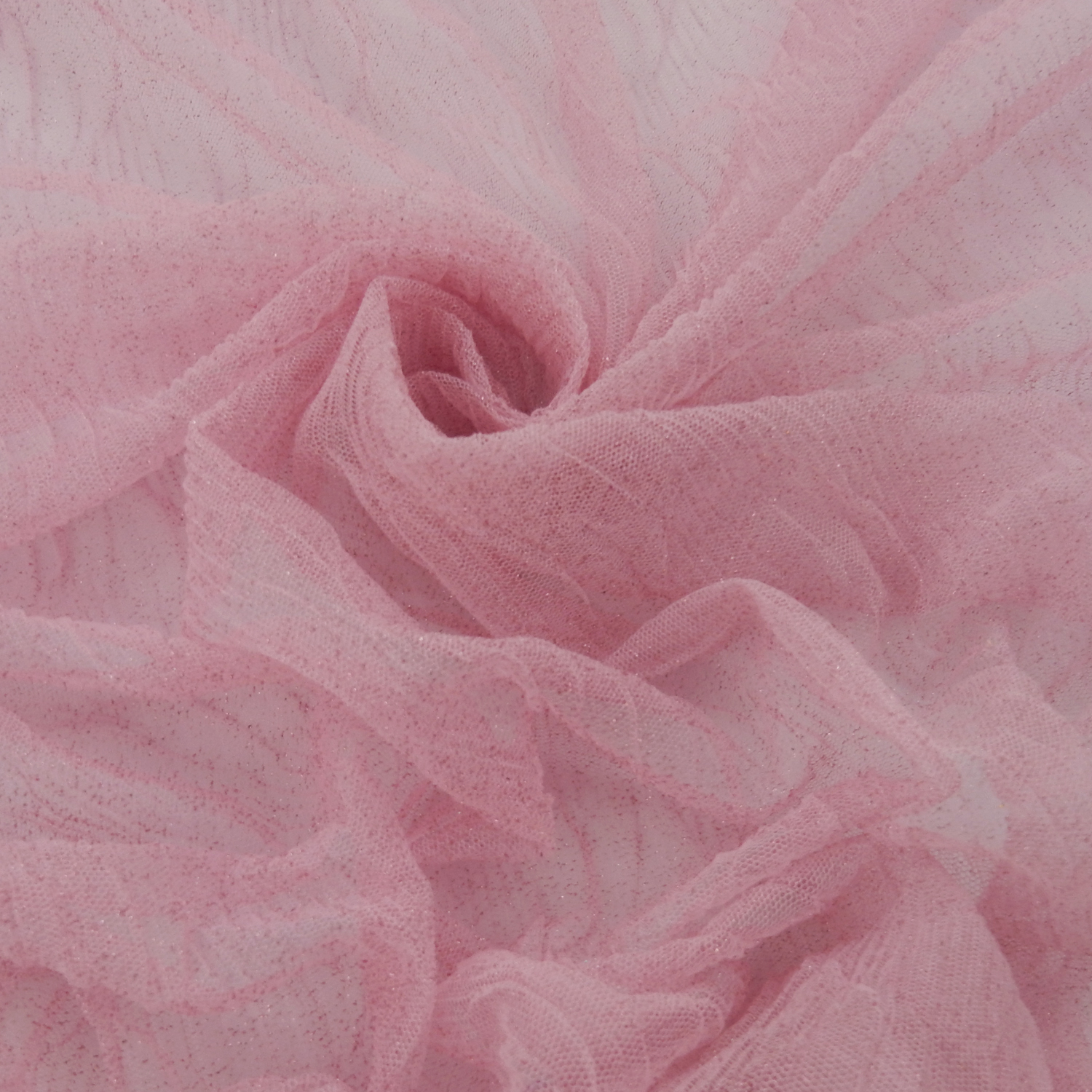 10 Yard Cut - SALE Sparkle Pleated Stretch Mesh Fabric SG106 Dusty Pink - Image 3