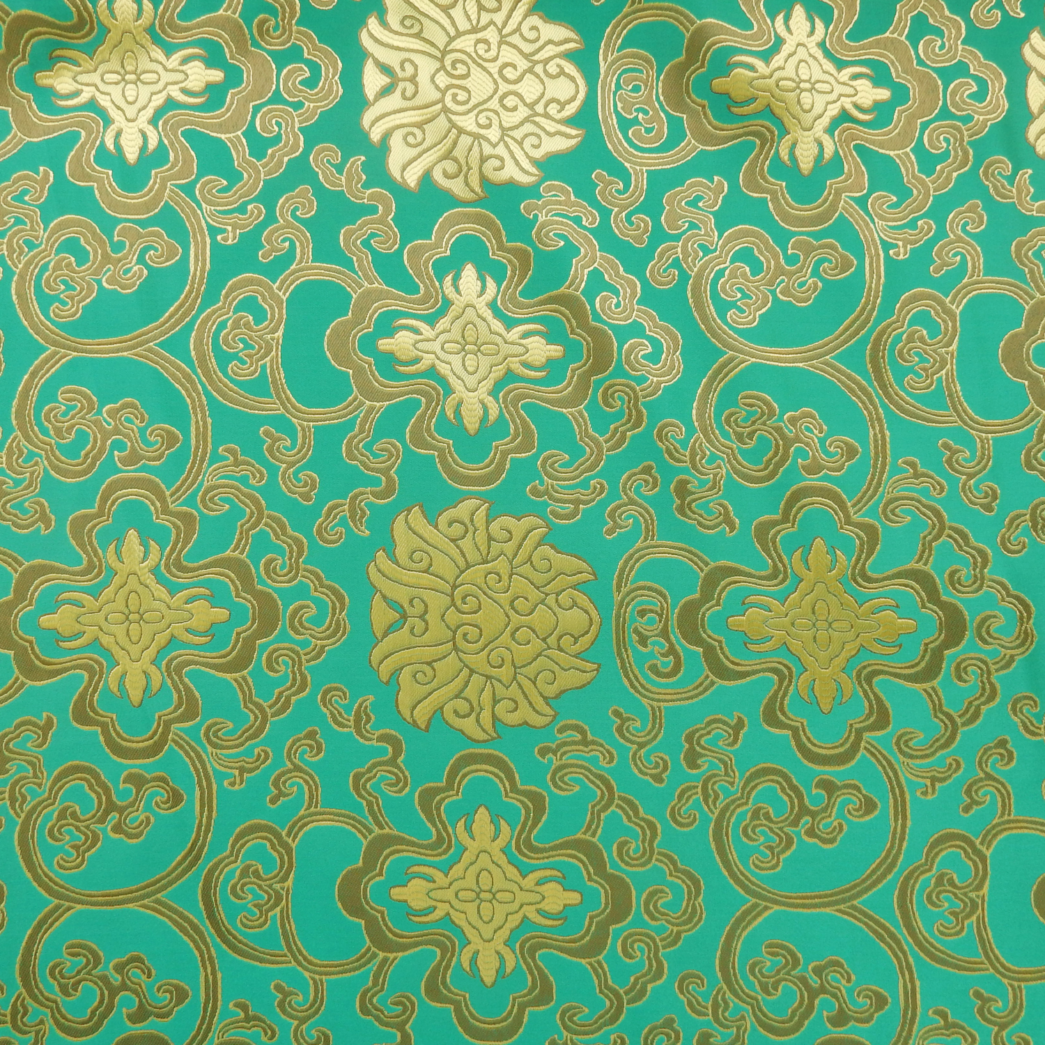60" Chinese Brocade Fabric Lattice Emerald, by the yard - Image 5