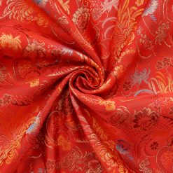 60" Chinese Brocade Fabric Paisley Red 35 yard bolt