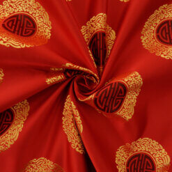 60" Chinese Brocade Fabric Peking Red, by the yard
