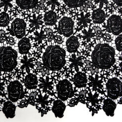 Rose Venice Lace Fabric Black 15 yard bolt
