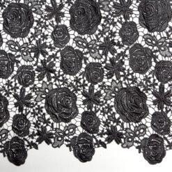 Rose Venice Lace Fabric Charcoal 15 yard bolt
