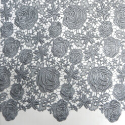 Rose Venice Lace Fabric Sterling Silver 15 yard bolt