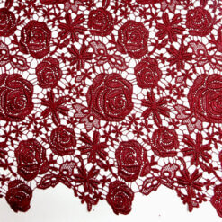 Rose Venice Lace Fabric Wine 15 yard bolt