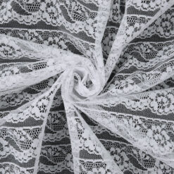 SALE Floral Stripe Lace Fabric 6791 White, by the yard