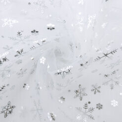 Wholesale Metallic Snowflake Organza Fabric White/Silver 250 yard case