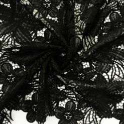 SALE Floral Venice Lace Guipure Fabric Black 6801, by the yard