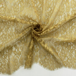 5.75 Piece SALE Chantilly Metallic Lace Fabric Gold 6807