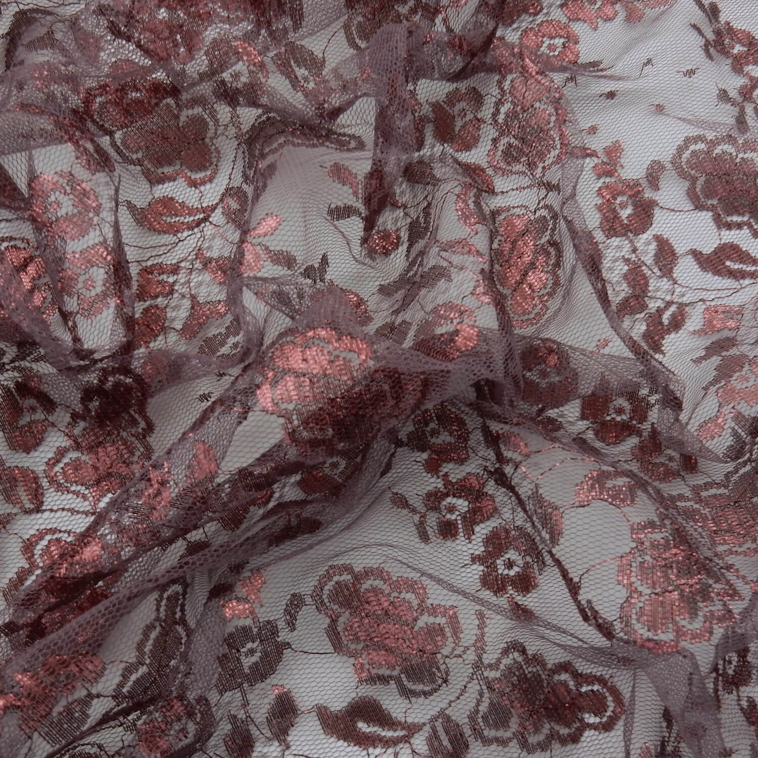 SALE Metallic Lace Fabric with Scalloped Edge Berry 6851, by the yard - Image 3