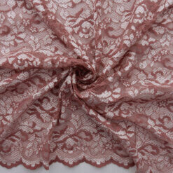 SALE Stretch Scalloped Lace Fabric Rose-White 6866, by the yard