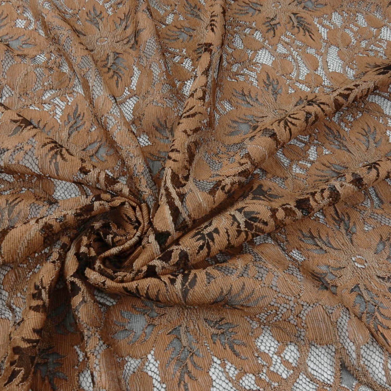 5.5 Yard Piece SALE Re-Embroidered Lace with Scalloped Edge 6891 Rust-Black - Image 4