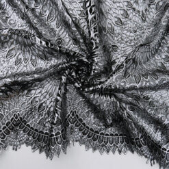 SALE Metallic Venice Lace Guipure Fabric Black-Silver 6908, by the yard