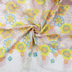 SALE Heavy Floral Embroidery Over Mesh Fabric Multi 6917, by the yard