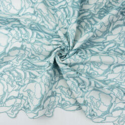 SALE Embroidered Venice Lace Guipure Fabric Blue-Ivory 6919, by the yard