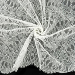 SALE Embroidered Sheer Stretch Netting Fabric Ivory 6818, by the yard