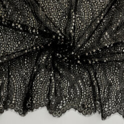 3-Yard Piece SALE Metallic Chantilly Lace Fabric Black-Silver 6822