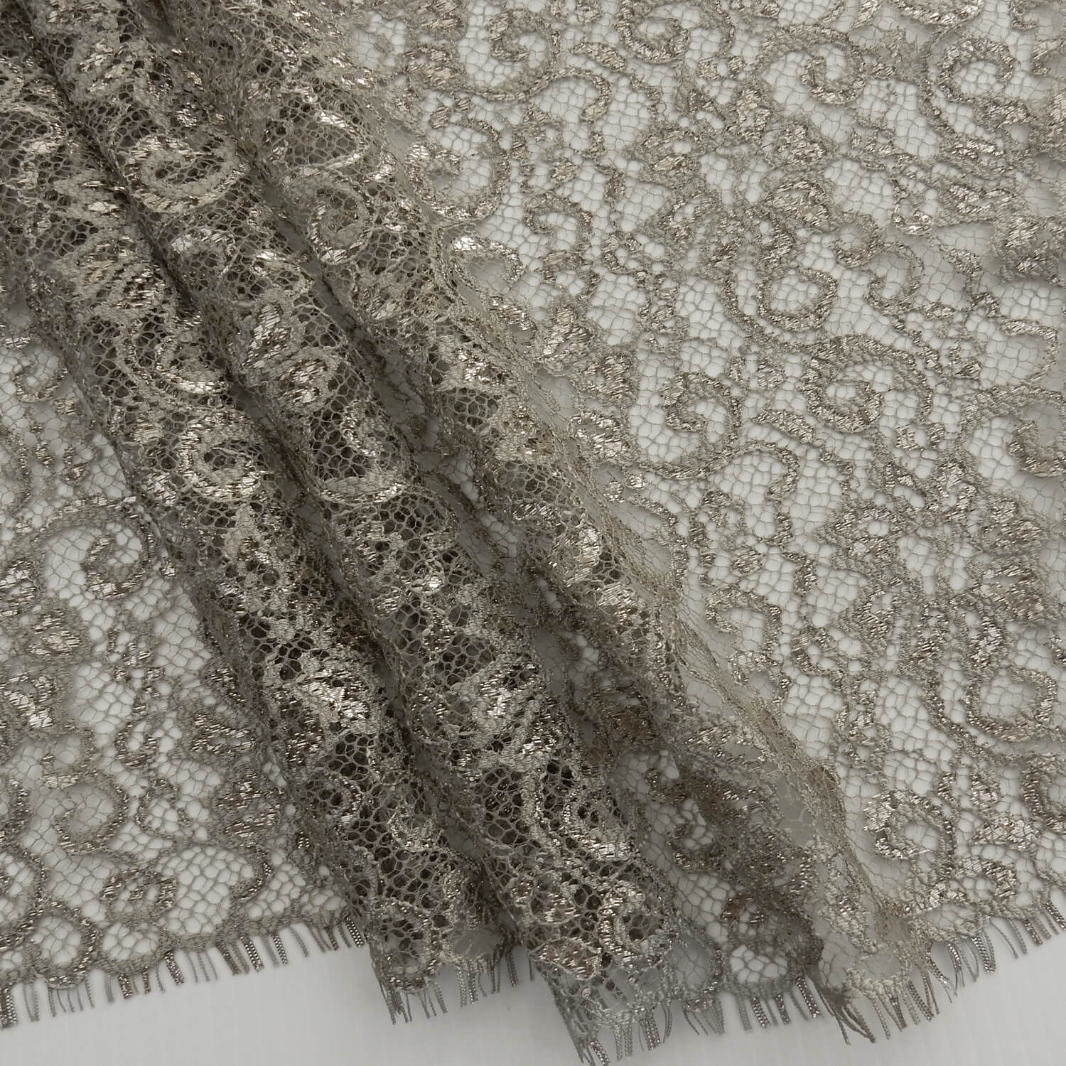 SALE Metallic Chantilly Lace Fabric Champagne-Silver 6862, by the yard - Image 7
