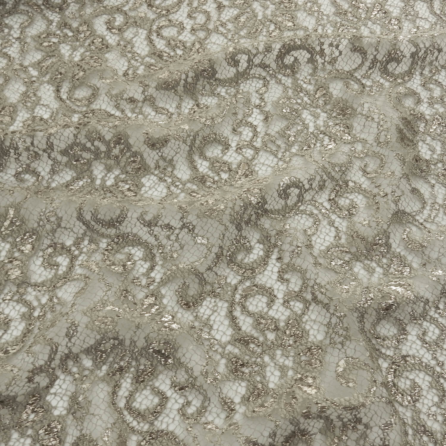 SALE Metallic Chantilly Lace Fabric Champagne-Silver 6862, by the yard - Image 6