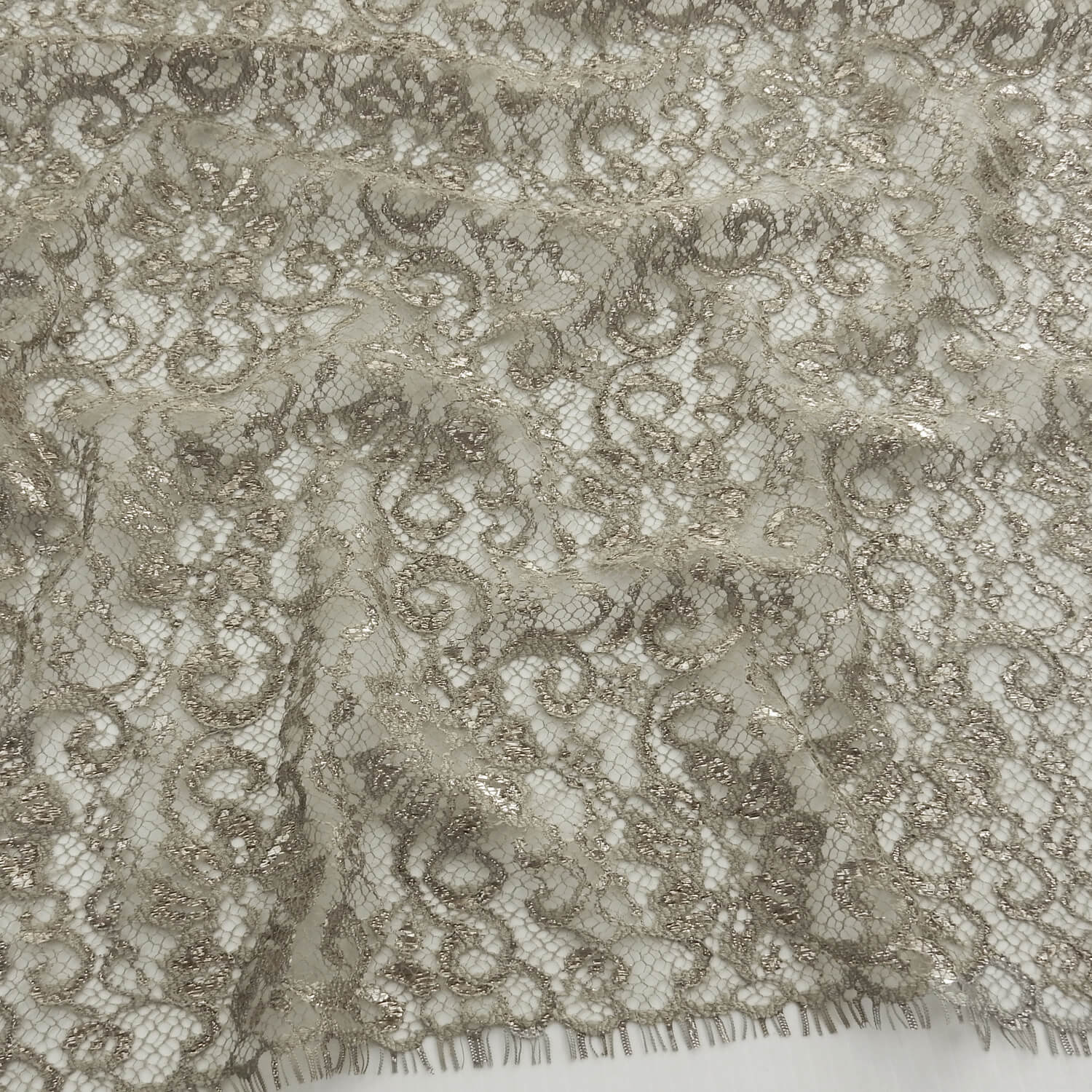 SALE Metallic Chantilly Lace Fabric Champagne-Silver 6862, by the yard - Image 5