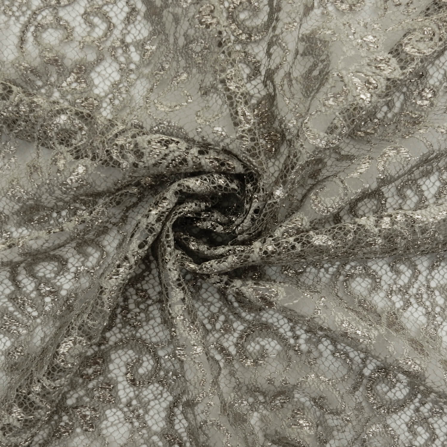 SALE Metallic Chantilly Lace Fabric Champagne-Silver 6862, by the yard - Image 3
