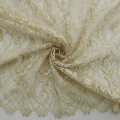 SALE Metallic Chantilly Lace Fabric Beige-Gold 6827, by the yard