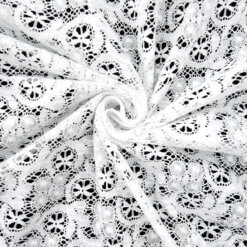 SALE Italian Floral Embroidered Open Weave Fabric White 6829, by the yard