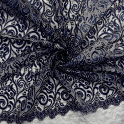 SALE Metallic Venice Galloon Lace Fabric Navy-Gold 6869, by the yard