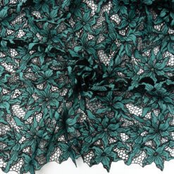 SALE Venice Lace Guipure Fabric Pine-Black 6870, by the yard
