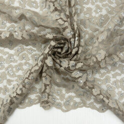 SALE Metallic Chantilly Lace Fabric Sandstone-Silver 6872, by the yard