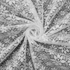 SALE Embroidered Floral Lace Fabric White 6876, by the yard