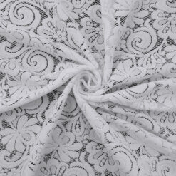 SALE Textured Medium Weight Lace Fabric White 6877, by the yard