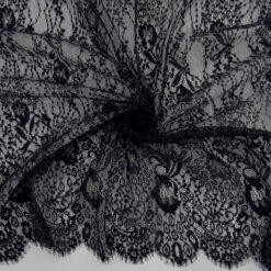 5.5 Yard Piece SALE Metallic Chantilly Lace Fabric Navy-Gold 6884