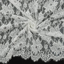 SALE Stretch Floral Chantilly Lace Fabric White 6902, by the yard