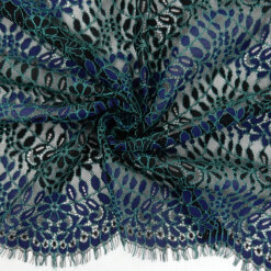 1.5 Yard Piece SALE Embroidered Lace Fabric with Scalloped Edge 6904 Black