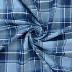Flannel Yarn Dyed Plaid Fabric Barry Blue 110 yard roll