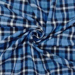 Wholesale Flannel Yarn Dyed Plaid Fabric Brent Blue 110 yard roll