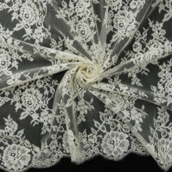 SALE Embroidered Floral Lace Fabric Ivory 6875, by the yard
