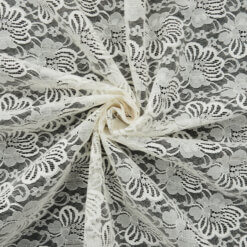 SALE Embroidered Floral Lace Fabric Ecru 6882, by the yard