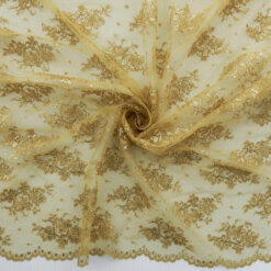 SALE Chantilly Metallic Lace Fabric Honey-Gold 6928, by the yard
