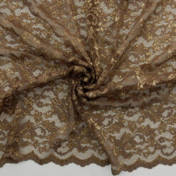 SALE Stretch Chantilly Metallic Lace Fabric Taupe-Gold 6932, by the yard
