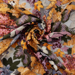 SALE Floral Embroidered and Sequin Stretch Mesh Fabric 6885 Multi, by the yard