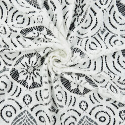 1.5 Yard - SALE Embroidered Stretch Border Lace Fabric 6938 Diamond White