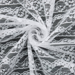 SALE Floral Stripe Lace Fabric 6903 White, by the yard