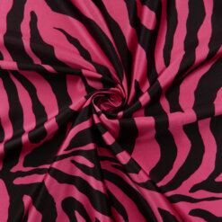 Wholesale Zebra Satin Fabric Black-Fuschia 90 yard roll